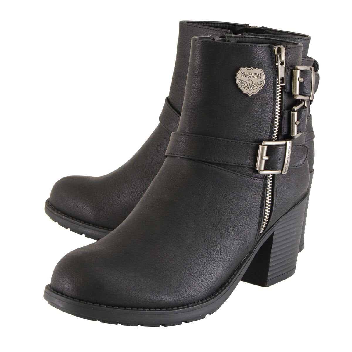 Milwaukee Performance MBL9405 Women's Black Boots with Side Zipper and Triple Buckle Adjustment