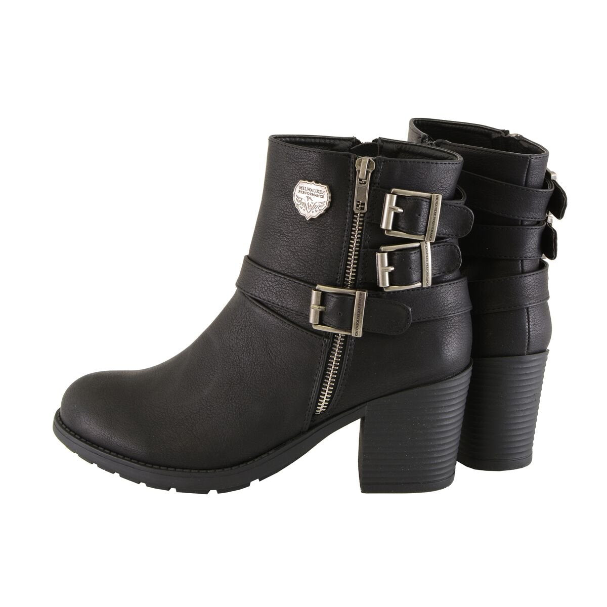 Milwaukee Performance MBL9405 Women's Black Boots with Side Zipper and Triple Buckle Adjustment