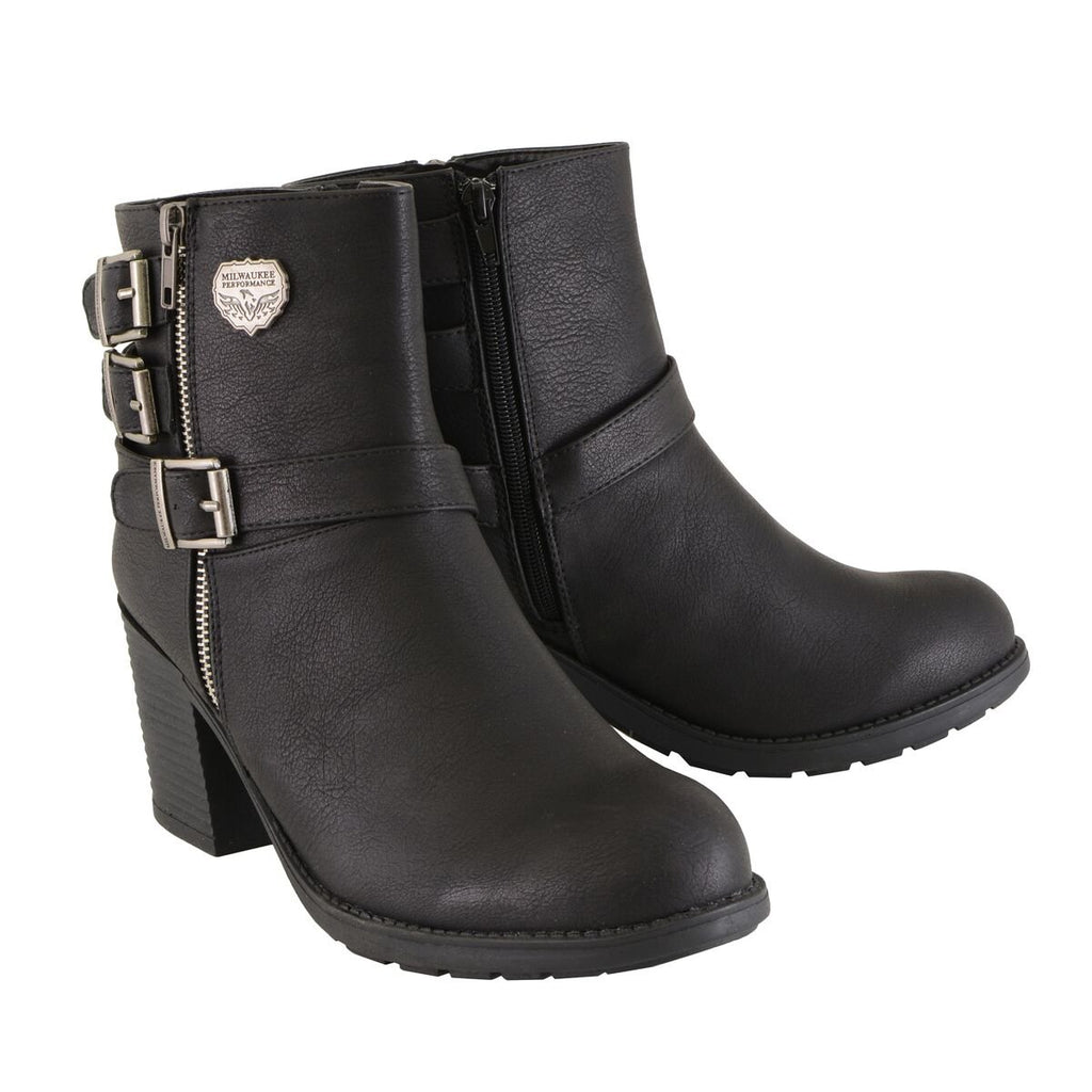 Milwaukee Performance MBL9405 Women's Black Boots with Side Zipper and Triple Buckle Adjustment
