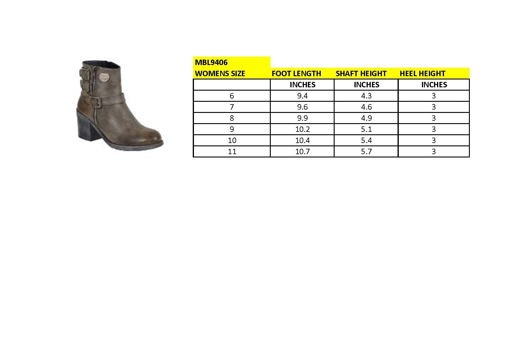Milwaukee Performance MBL9406 Women's Stone Grey Triple Buckle Side Zipper Boots with Platform Heel