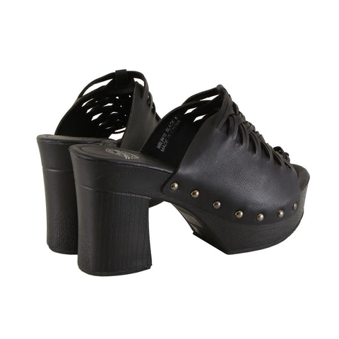 Milwaukee Leather MBL9410 Women's Black Open Toe Platform Wedges with Studs