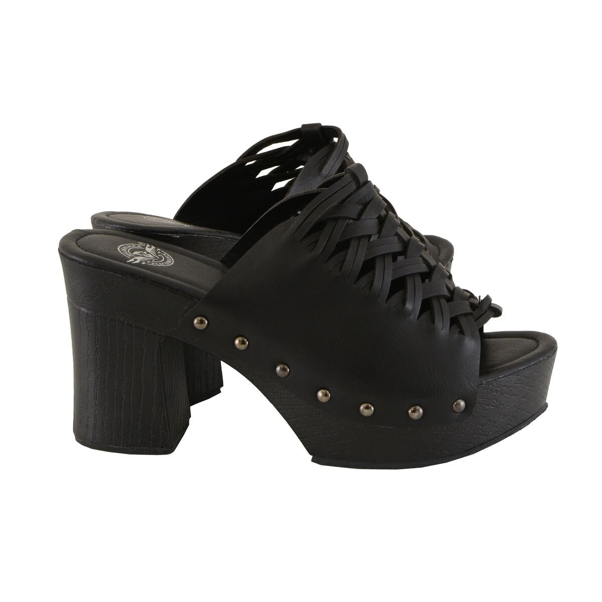 Milwaukee Leather MBL9410 Women's Black Open Toe Fashion Casual Platform Wedges with Studs