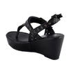 Milwaukee Performance MBL9411 Women's Black Wedge Sandals with Buckled Straps