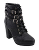 Milwaukee Performance MBL9417 Women's Black Lace-Up Boots with Triple Strap Studded Accents