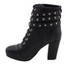 Milwaukee Performance MBL9417 Women's Black Lace-Up Boots with Triple Strap Studded Accents