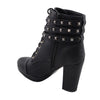 Milwaukee Performance MBL9417 Women's Black Lace-Up Boots with Triple Strap Studded Accents