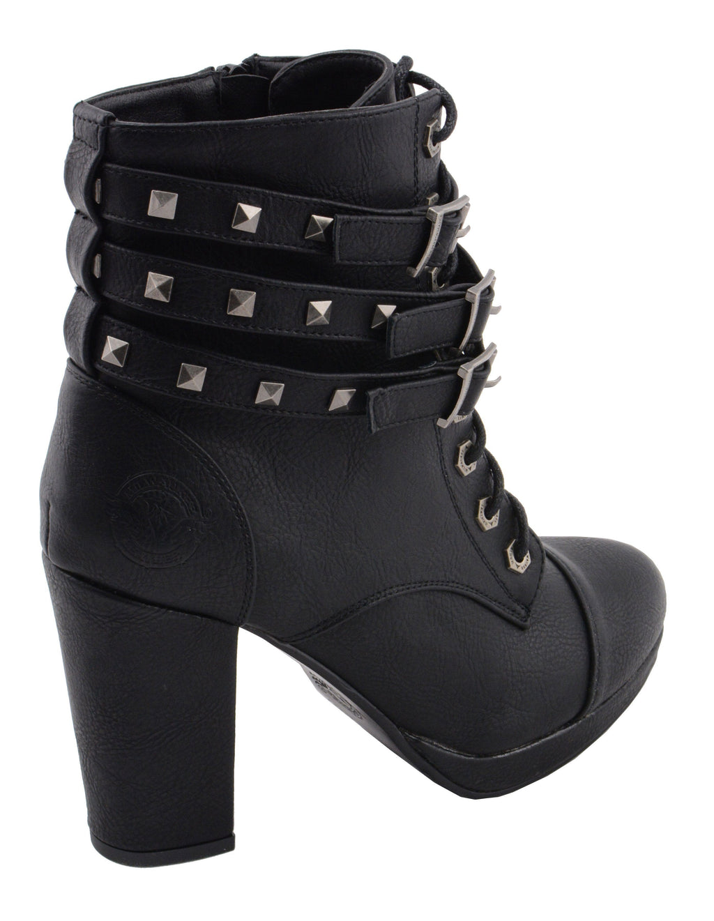 Milwaukee Performance MBL9417 Women's Black Lace-Up Boots with Triple Strap Studded Accents