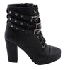 Milwaukee Performance MBL9417 Women's Black Lace-Up Boots with Triple Strap Studded Accents