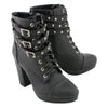 Milwaukee Performance MBL9417 Women's Black Lace-Up Boots with Triple Strap Studded Accents