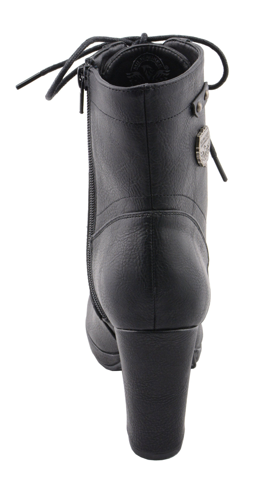 Milwaukee Performance MBL9418 Women's Black Lace-Up Platform Boots with Studded Accents