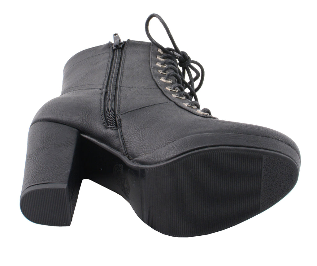 Milwaukee Performance MBL9418 Women's Black Lace-Up Platform Boots with Studded Accents