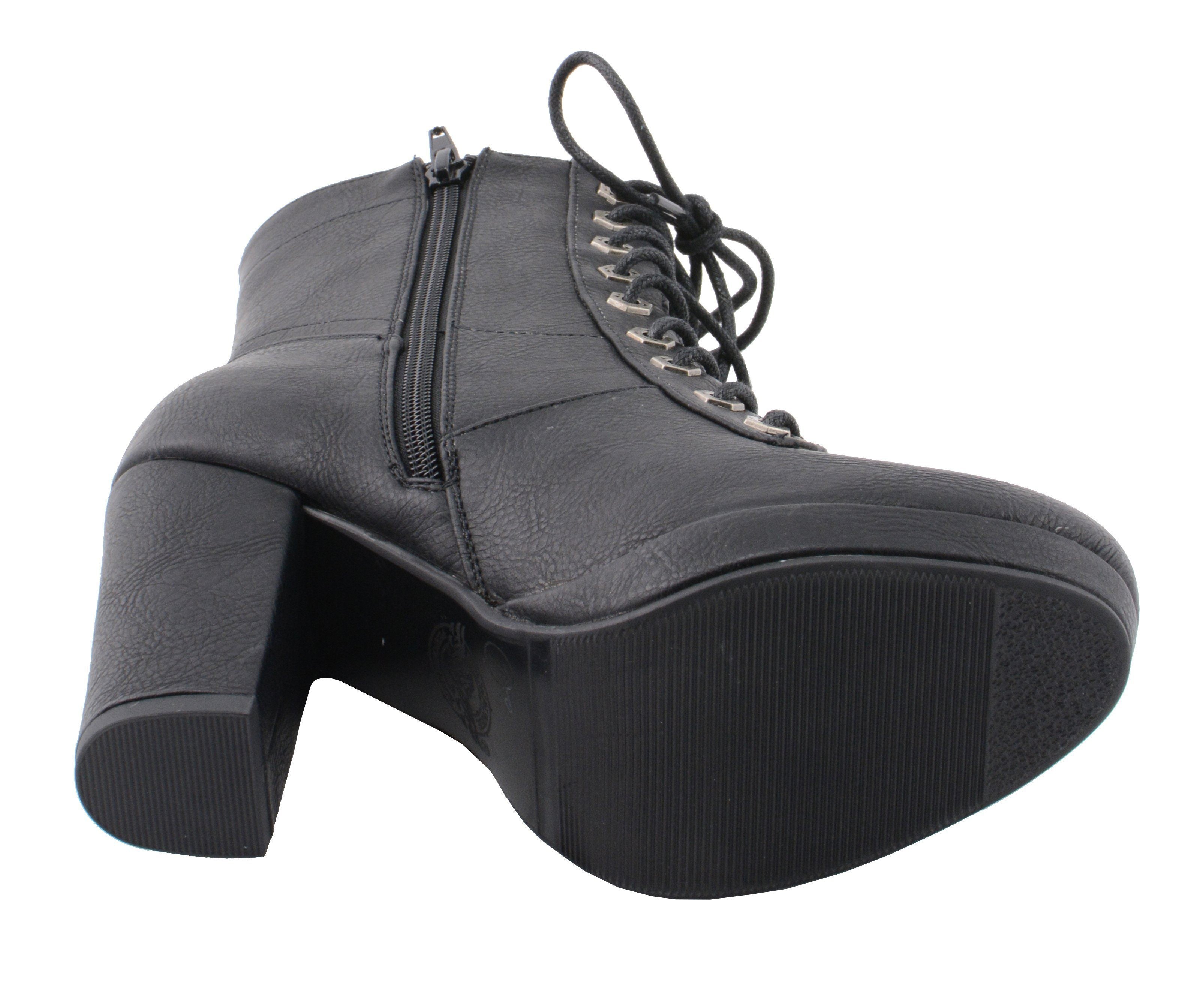 Milwaukee Performance MBL9418 Women's Black Lace-Up Platform Boots with Studded Accents