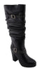 Milwaukee Performance MBL9419 Women's Tall Black Platform Boots with Slouch Shaft