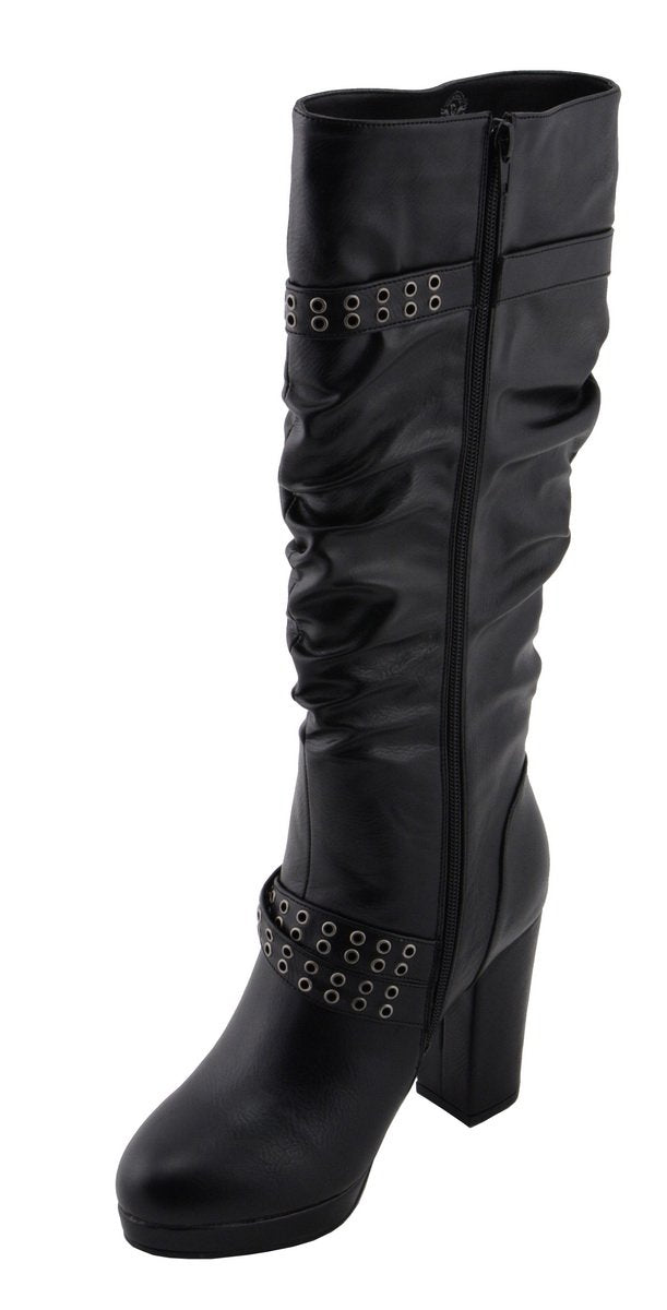 Milwaukee Performance MBL9419 Women's Tall Black Platform Boots with Slouch Shaft