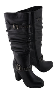 Milwaukee Performance MBL9419 Women's Tall Black Platform Boots with Slouch Shaft