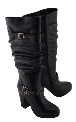 Milwaukee Leather MBL9419 Women's Tall Premium Black Platform Fashion ...