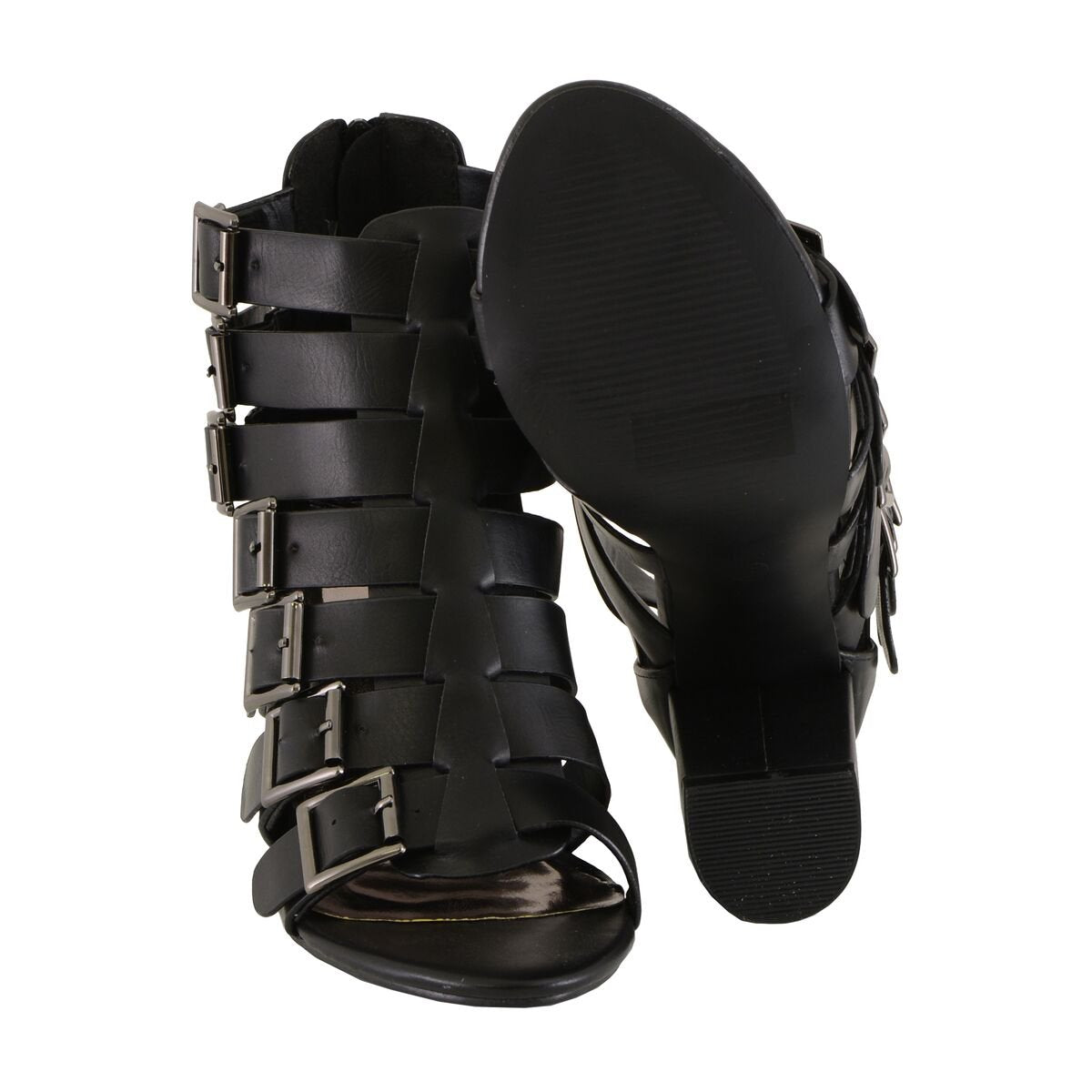 Milwaukee Leather MBL9420 Women's Black Fashion Casual Sandal with  Straps and Block Heel