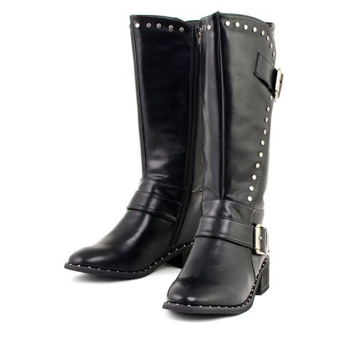 Milwaukee Leather MBL9423 Women's Black Studded Boots with Studded Outsole