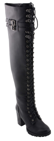 Milwaukee Performance MBL9424 Women's Black Above the Knee Boots with Lace-Up Closure