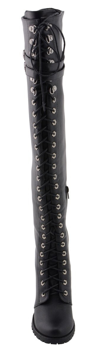 Milwaukee Performance MBL9424 Women's Black Above the Knee Boots with Lace-Up Closure
