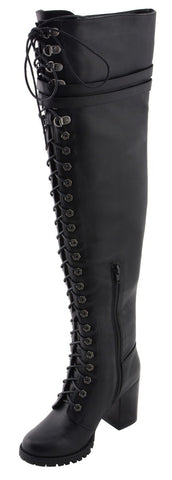 Milwaukee Performance MBL9424 Women's Black Above the Knee Boots with Lace-Up Closure