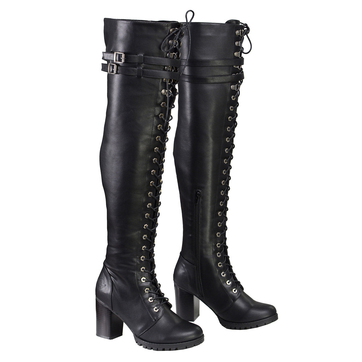 Milwaukee Performance MBL9424 Women's Black Above the Knee Boots with Lace-Up Closure