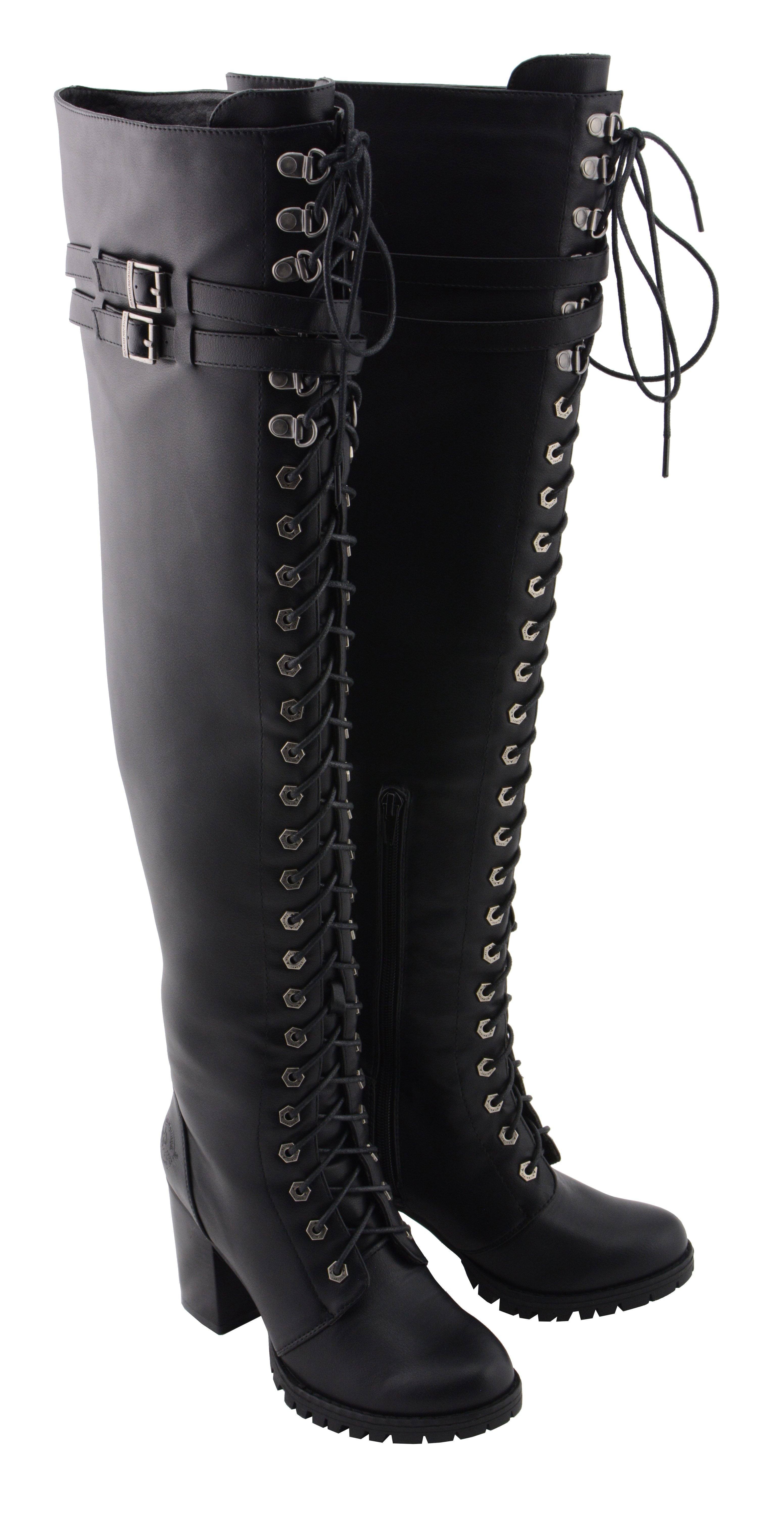 Milwaukee Performance MBL9424 Women's Black Above the Knee Boots with Lace-Up Closure