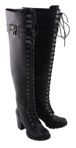 Milwaukee Performance MBL9424 Women's Black Above the Knee Boots with Lace-Up Closure