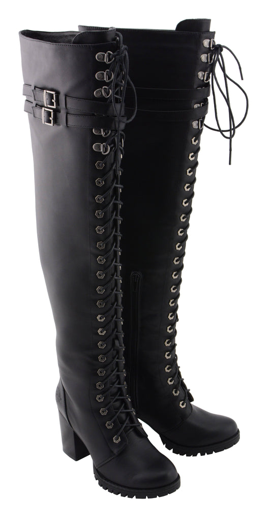 Milwaukee Performance MBL9424 Women's Black Above the Knee Boots with Lace-Up Closure