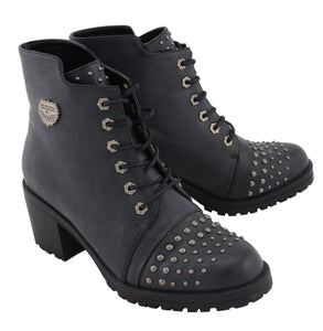 Milwaukee Performance MBL9426 Women's Distress Black Rocker Boots with Studded Instep