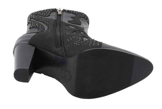 Milwaukee Performance MBL9429 Women's Black Western Style Boots with Studded Bling