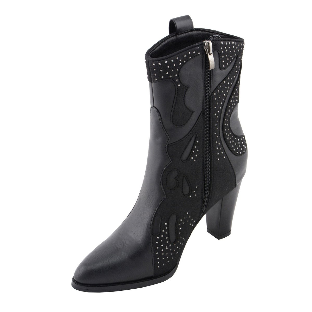 Milwaukee Performance MBL9429 Women's Black Western Style Boots with Studded Bling