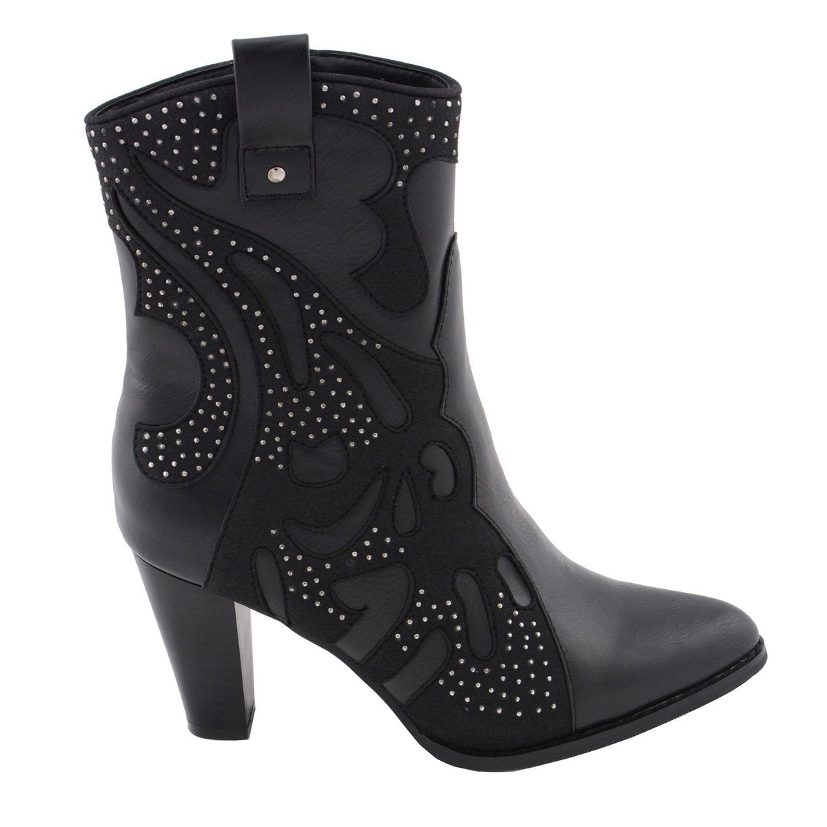 Milwaukee Performance MBL9429 Women's Black Western Style Boots with Studded Bling