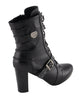Milwaukee Performance MBL9431 Women's Black Lace-Up Boots with Block Heel and Buckle Strap
