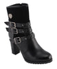 Milwaukee Performance MBL9433 Women's Black Triple Buckle Strap Riding Boots with Block Heel