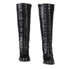 Milwaukee Leather MBL9442 Women Black Lace-Up Tall Boots with Platform Heel
