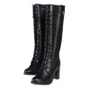 Milwaukee Leather MBL9442 Women Black Lace-Up Tall Boots with Platform Heel