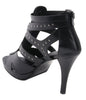 Milwaukee Performance MBL9452 Women's Black Stiletto Heeled Sandals with Studded Ankle Straps