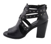 Milwaukee Leather MBL9454 Women's Heel Black Studded Strap Sandal with Platform Heel
