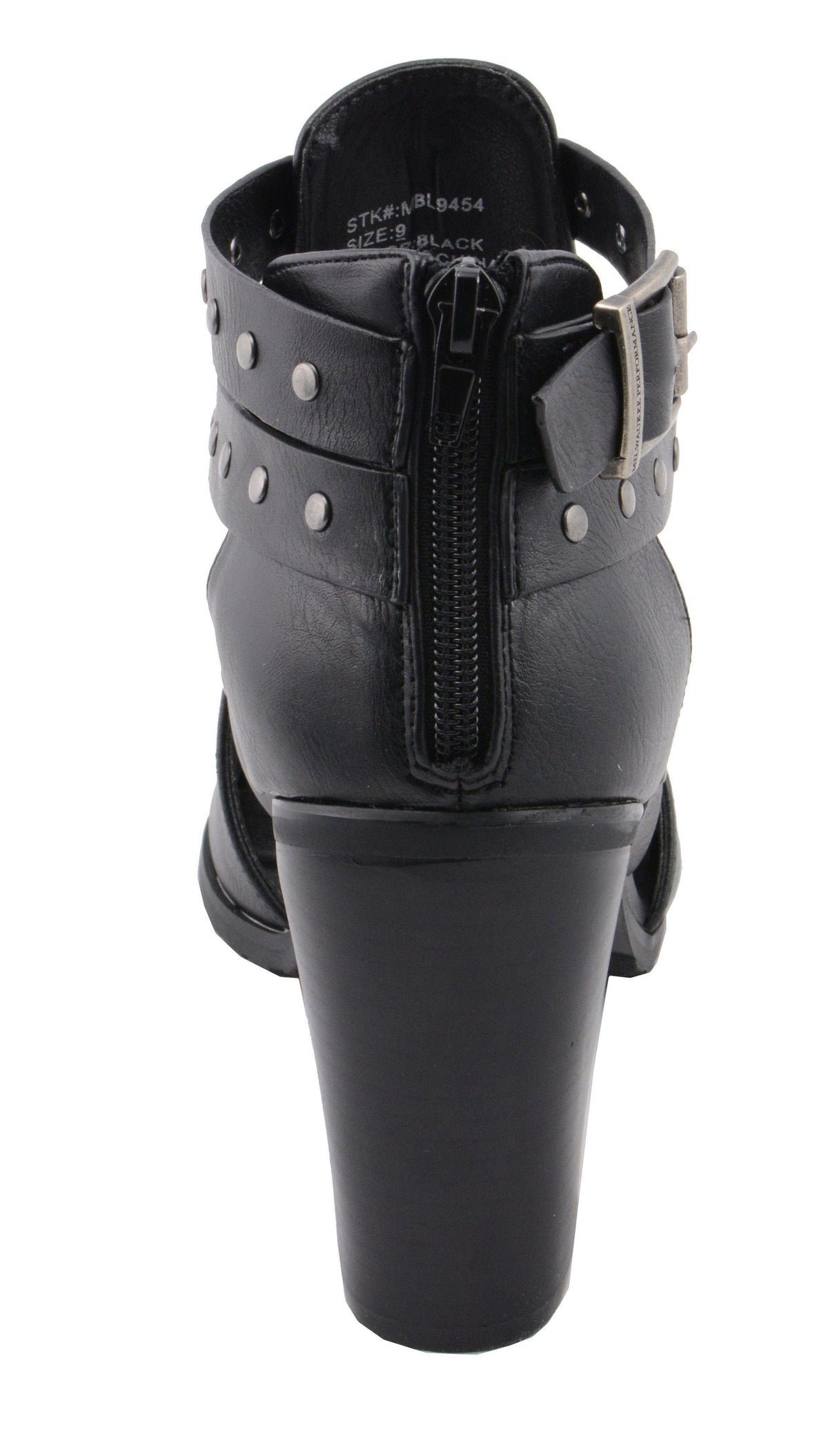 Milwaukee Leather MBL9454 Women's Black Studded Strap Fashion Casual Sandal with Platform Heel