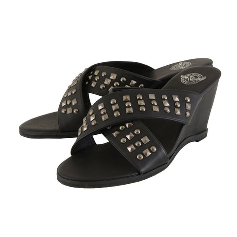 Milwaukee Performance MBL9455 Ladies Wedge Sandals with Studded Crossover Straps