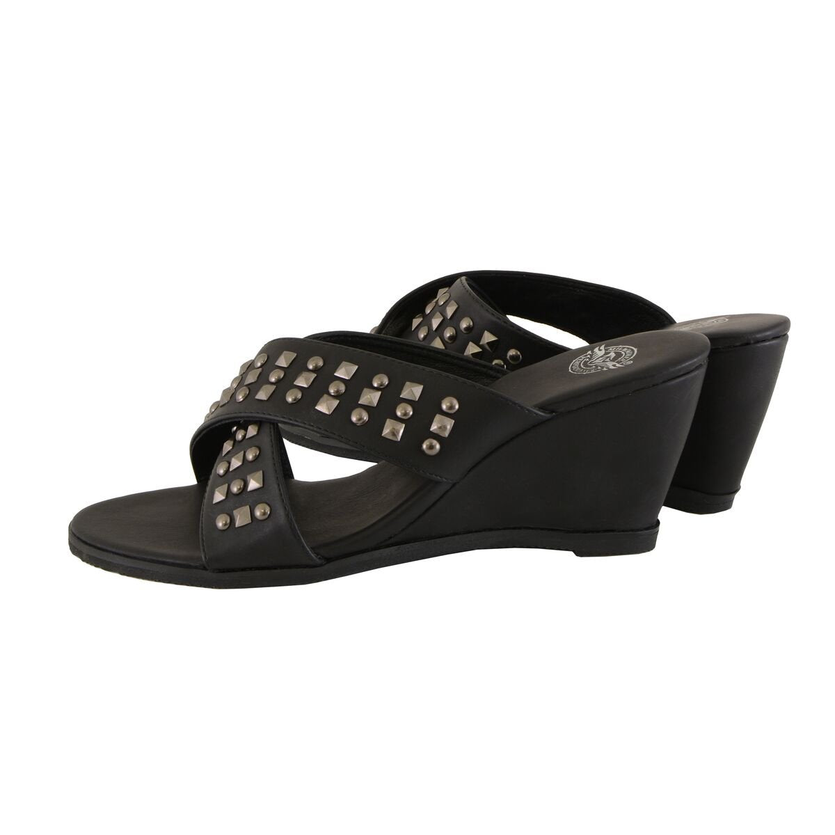 Milwaukee Performance MBL9455 Ladies Wedge Sandals with Studded Crossover Straps