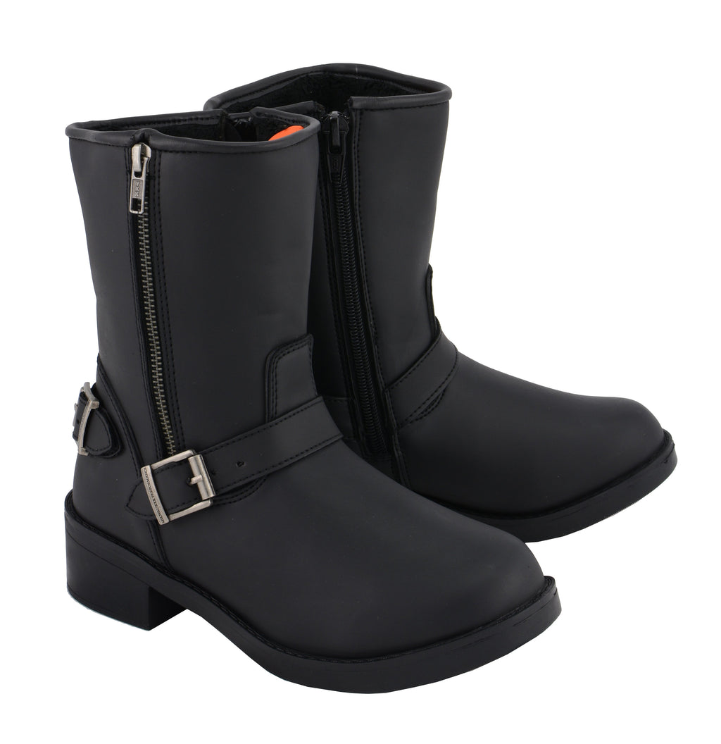 Milwaukee Leather MBL9475 Ladies Black Engineer Style Riding Boots with Side Zipper - Milwaukee Leather Womens Boots