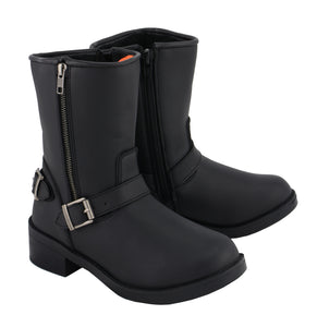 Milwaukee Leather MBL9475 Ladies Black Engineer Style Riding Boots with Side Zipper - Milwaukee Leather Womens Boots