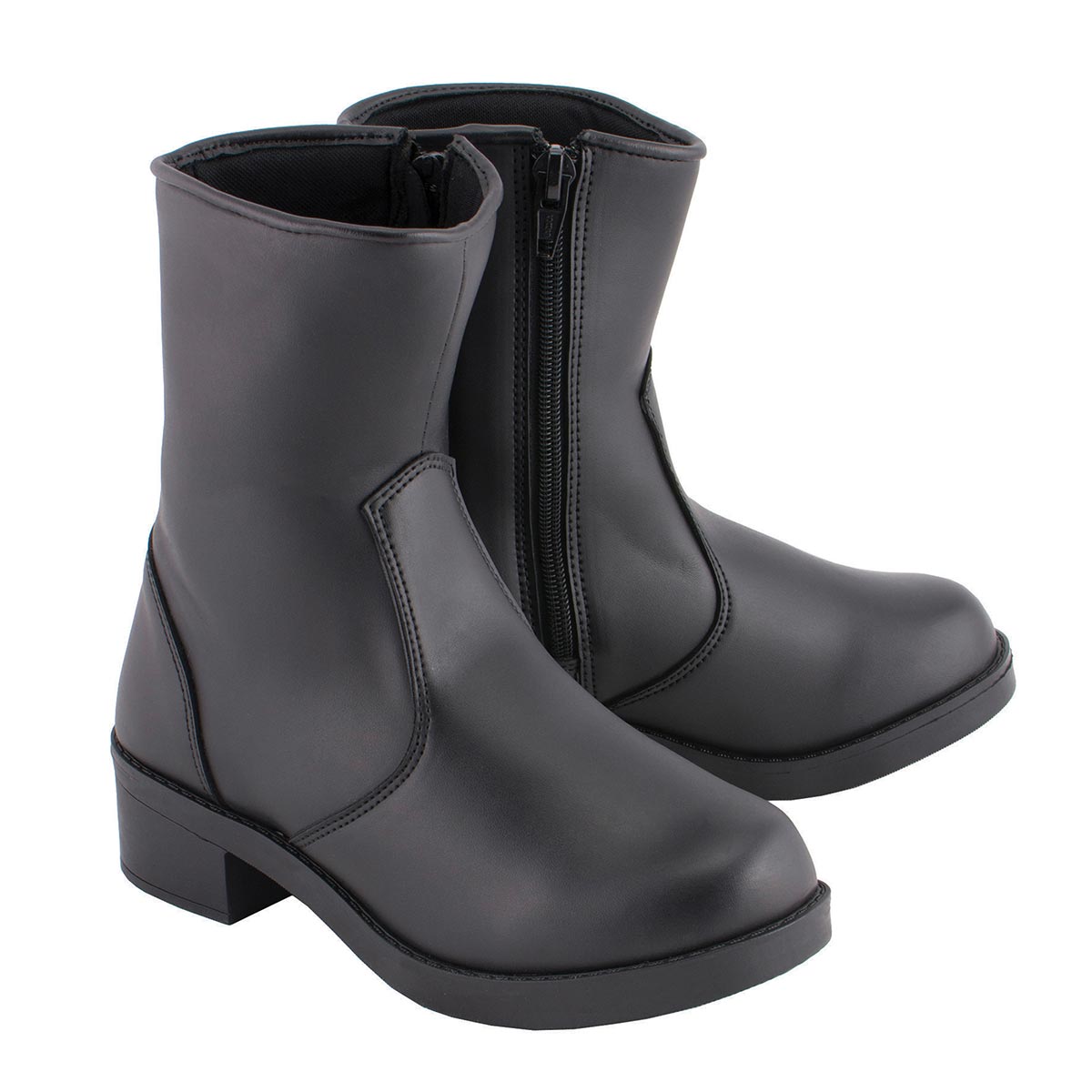 Milwaukee Leather MBL9480 Ladies Black Super Clean Riding Boots with Side Zipper Entry