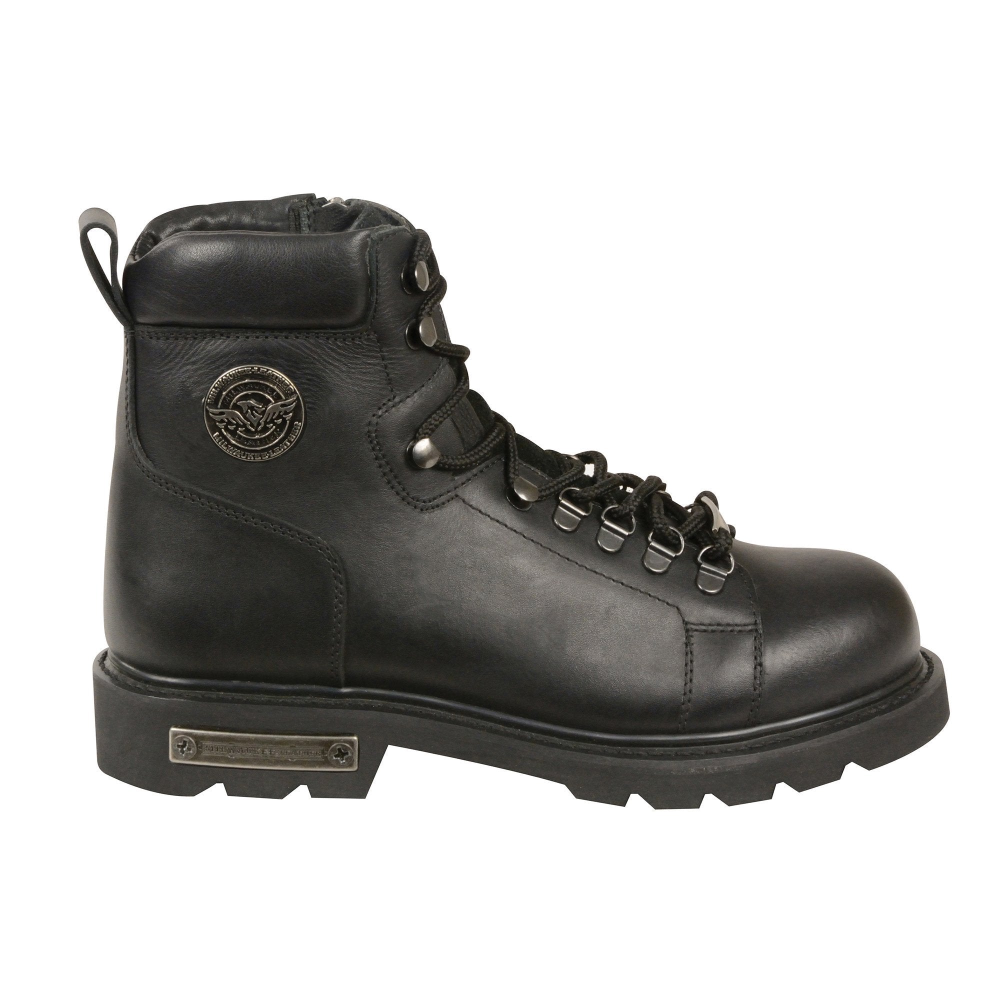 Milwaukee Leather MBM100 Mens Black Lace-Up Boots with Side Zipper - Milwaukee Leather Mens Boots