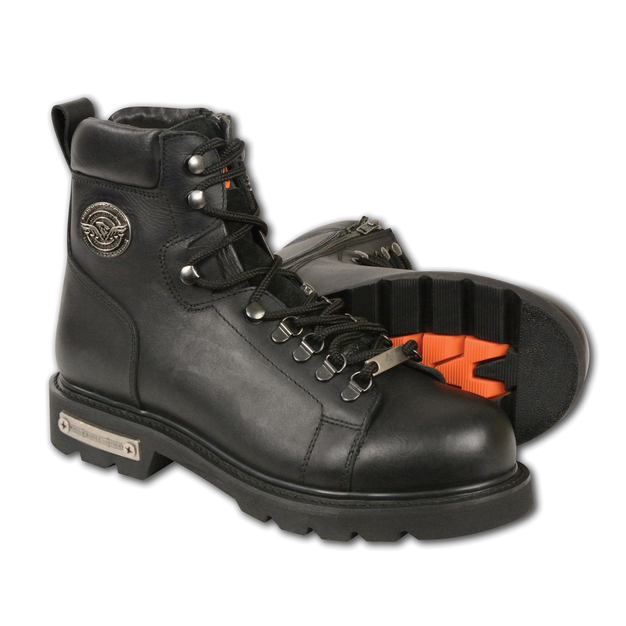 Milwaukee Leather MBM100 Mens Black Lace-Up Boots with Side Zipper - Milwaukee Leather Mens Boots