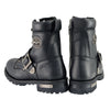 Milwaukee Leather MBM101 Men's Black Leather Lace-Up Engineer Motorcycle Boots w/ Buckles and Side Zipper Entry