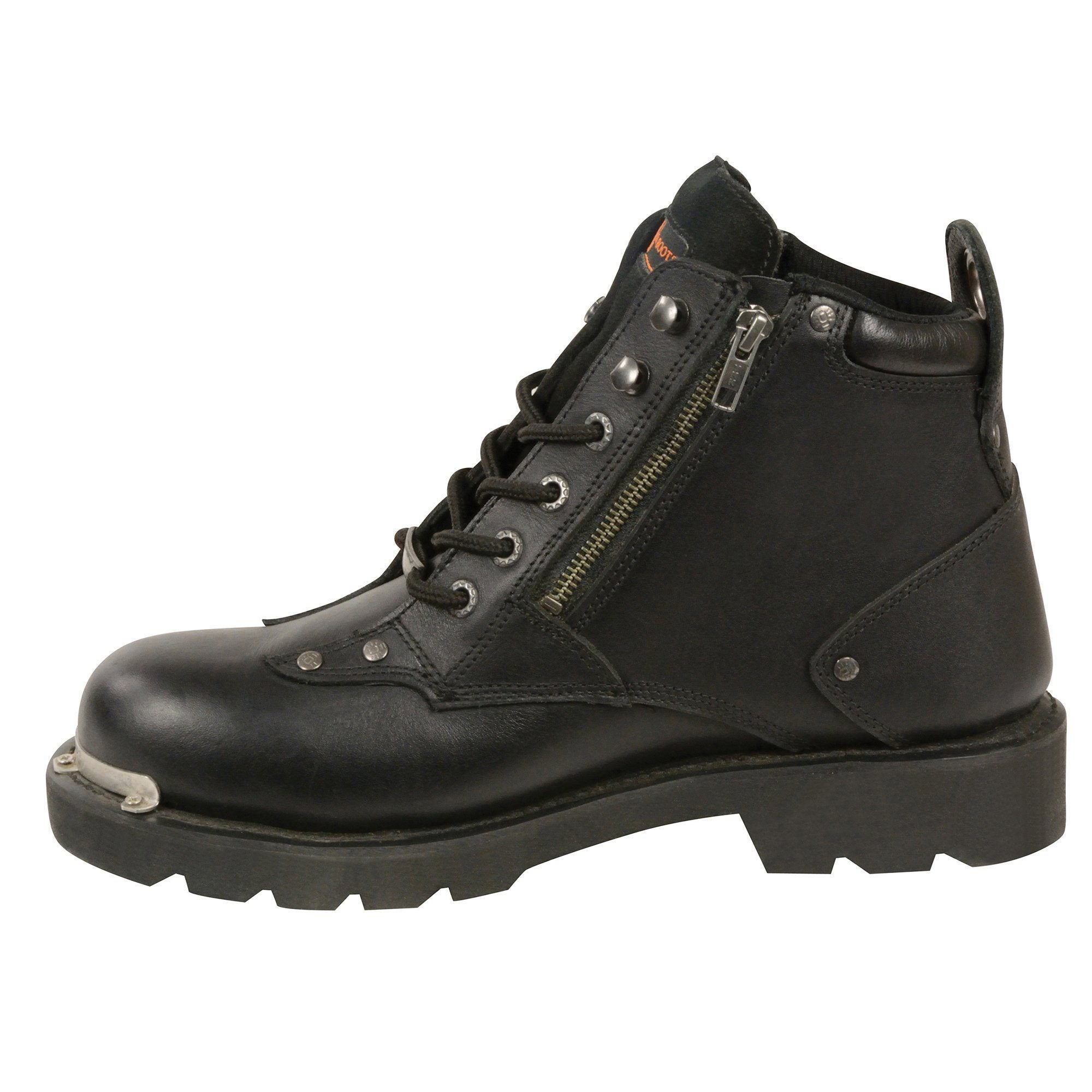 Milwaukee Leather MBM103 Mens Lace-Up Boots with Double Sided Zipper Entry - Milwaukee Leather Mens Boots