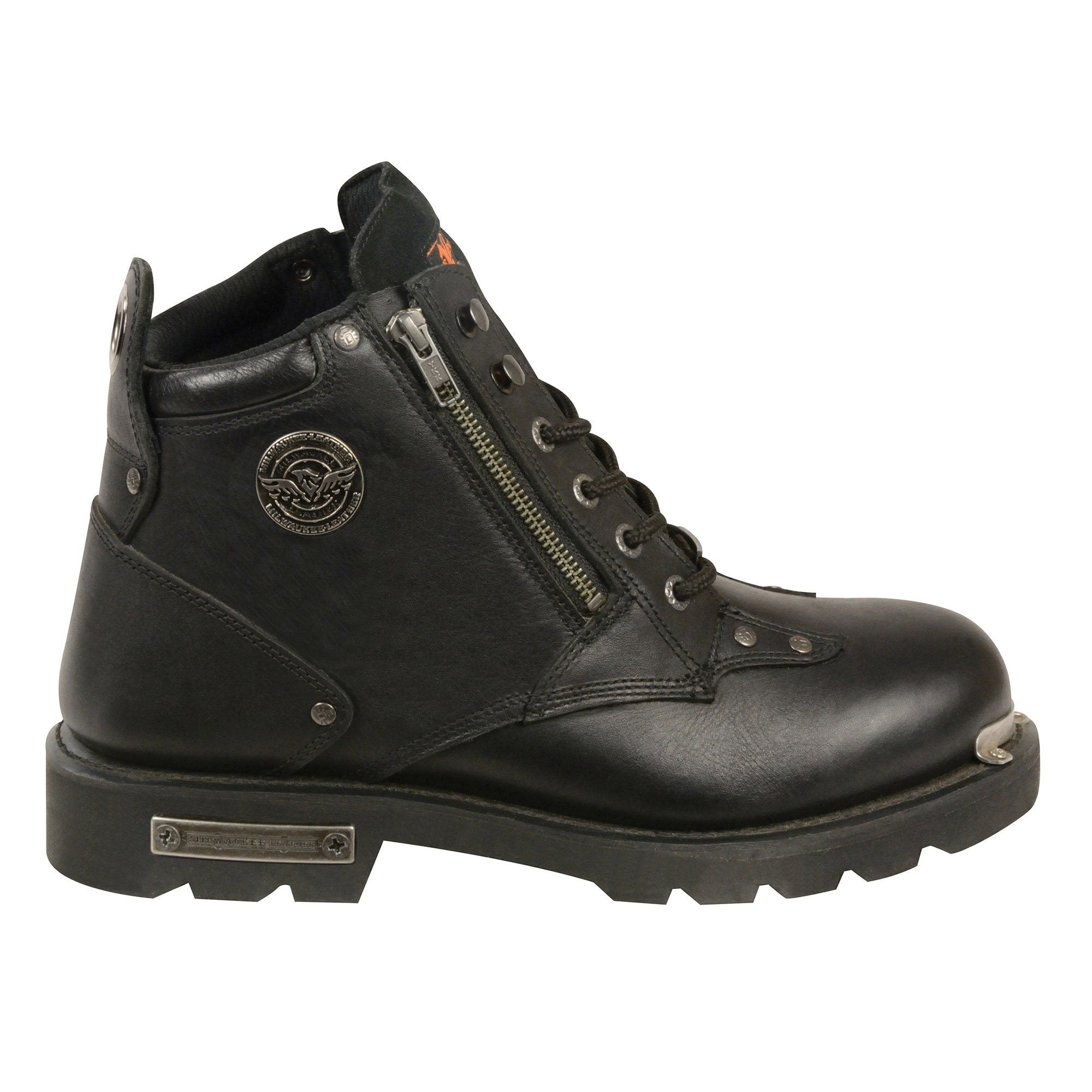 Milwaukee Leather MBM103 Mens Lace-Up Boots with Double Sided Zipper Entry - Milwaukee Leather Mens Boots